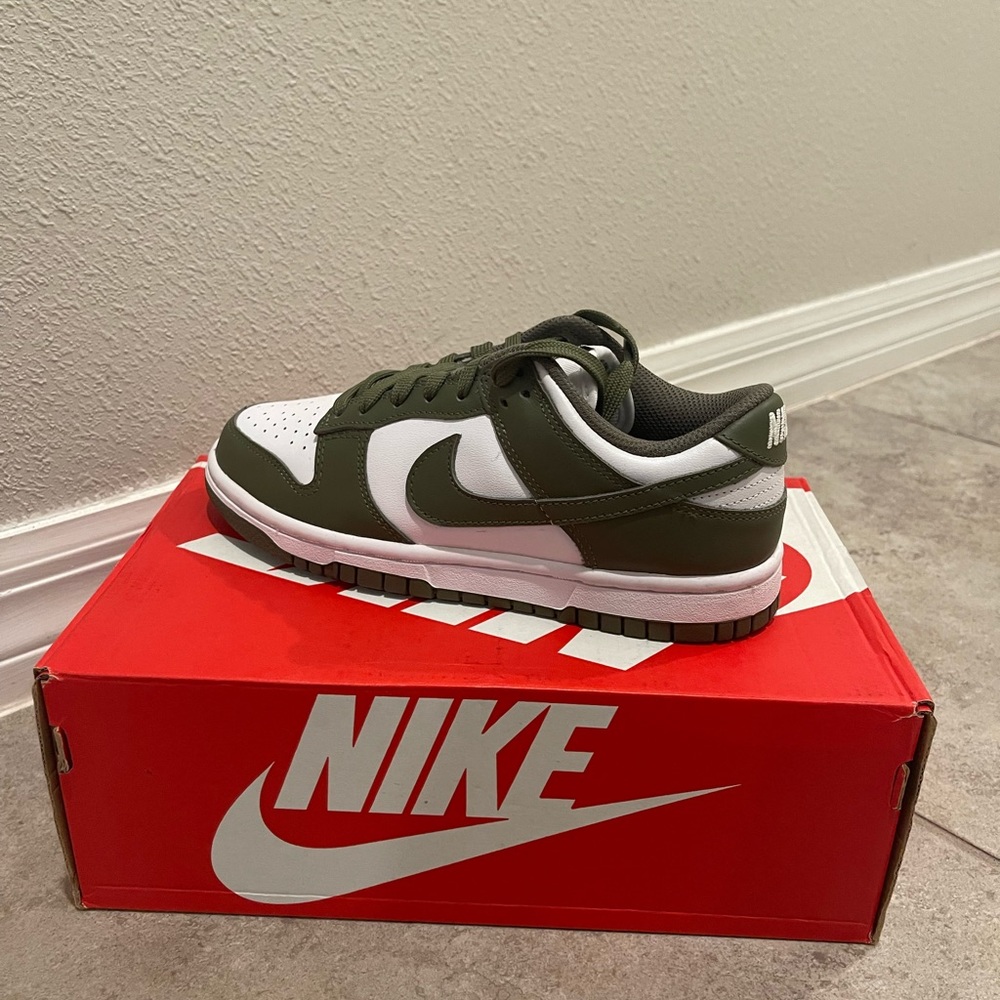 Women’s Army green and white dunks